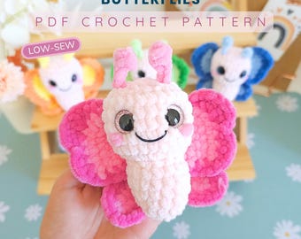 Butterfly Crochet Pattern: Low Sew Amigurumi Plushie (PDF Pattern)