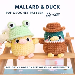 Crochet Pattern 2 in 1 No-Sew Bird Duck and Mallard  | Fast & Easy Amigurumi with 4 Hats | Beginner-Friendly Plush for Spring
