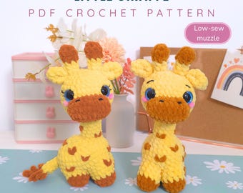 Little Giraffe Amigurumi Pattern PDF – Four legged - Low-Sew Muzzle