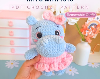Hippo with Tutu Crochet Pattern: Ballerina Amigurumi (PDF Pattern)