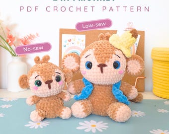 Monkey 2 in 1 Big & Small – Low-Sew Amigurumi Crochet Pattern PDF