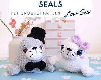 Seals Crochet Pattern 2 in 1 Low-Sew  | Cute Low-Sew Crochet Pattern, Fast Sea Animal Project, Seal plushie