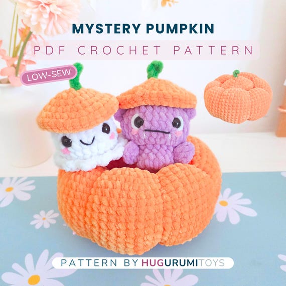 Mystery Pumpkin Crochet Pattern | Halloween Amigurumi Ghost & Bat Surprise | PDF Digital Download | Amigurumi Pumpkin Halloween Decor