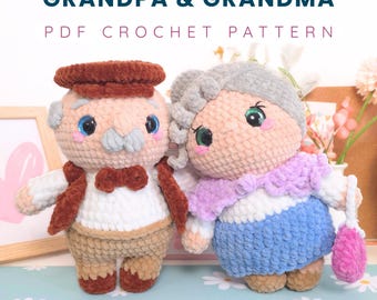 Grandpa & Grandma Amigurumi Bundle PDF – Cute Crochet Granny and Grandpa Doll Patterns