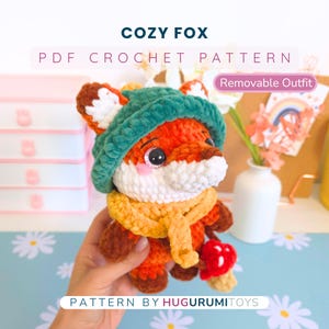 Cozy Fox Amigurumi Pattern PDF – Autumn Crochet Fox with Hat, Scarf & Cute Mushroom Bag