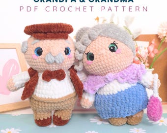 Grandpa & Grandma Amigurumi Bundle PDF – Cute Crochet Granny and Grandpa Doll Patterns