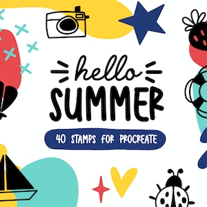 Procreate Brushes | Cute Procreate Stamps, Summer Stamps Procreate, Kawaii Procreate, Boho Stamps Procreate, Kawaii Brushes Procreate