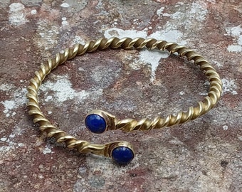Bracelet celtique torsadé lapi lazuli (diam : 66 mm)