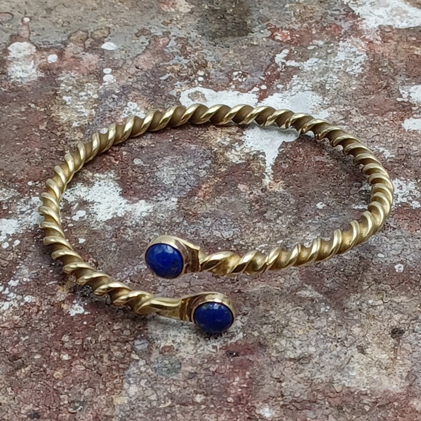 Bracelet celtique torsadé lapi lazuli (diam : 66 mm)