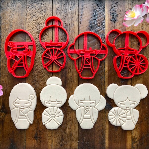 Japanese Kokeshi Doll Cookie Cutters.  4 adorable designs!