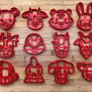 Chinese Zodiac Themed Animals Cookie Cutters.  2024 Year of the Dragon. Perfect for Lunar New Year!