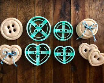 Button Cookie Cutters | Round and Heart Shaped design options