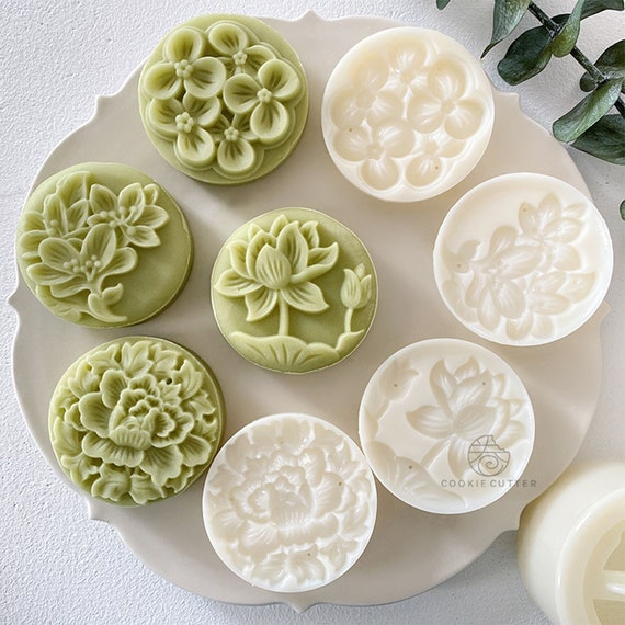 Mid-Autumn Festival Cookie Cutters Chinese Style Biscuit-Fondant Dessert  Hand Press Dessert Mold Mooncake Press Molds mooncake Press molds