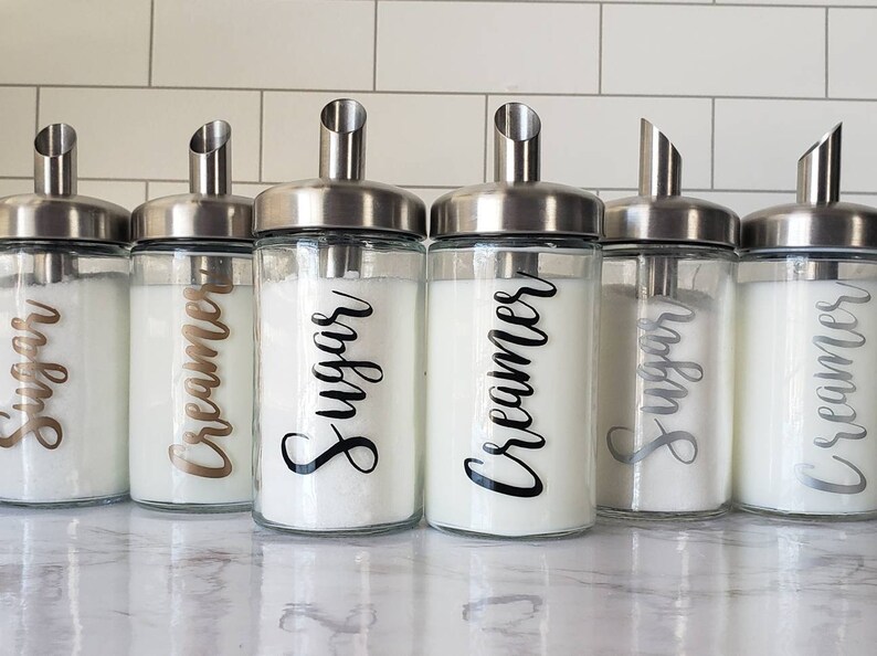 Sugar and Creamer Dispenser Set Kitchen Storage Coffee Bar Etsy
