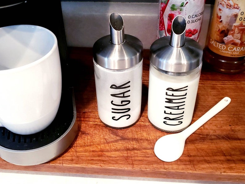 Sugar and Creamer Dispenser Set Kitchen Storage Coffee Bar Etsy
