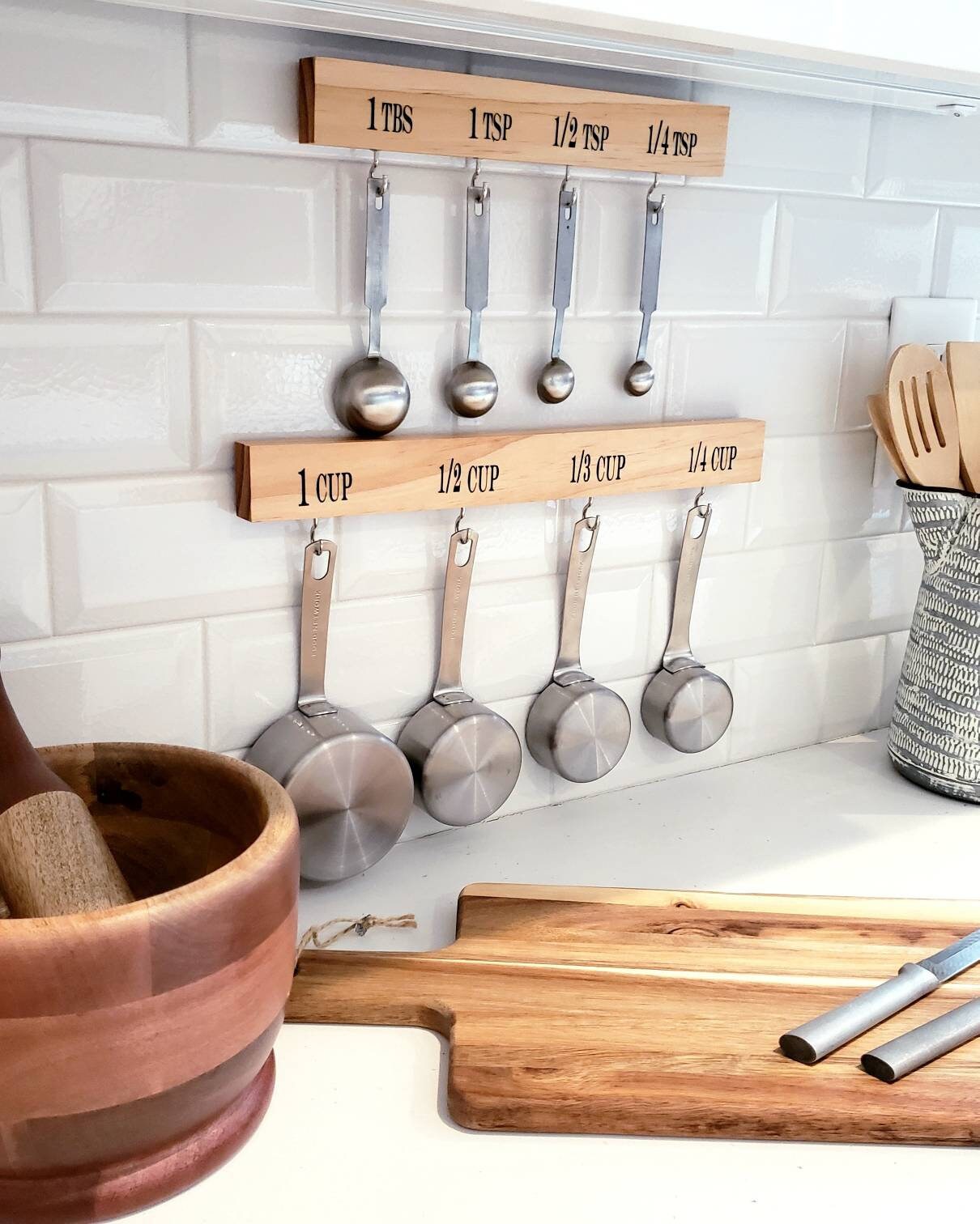 Measuring Cup & Spoon Holder Set, Organizer, Kitchen Storage, Farmhouse,  Décor, Housewarming, Christmas, Gifts for Mom, New Kitchen, Holiday 