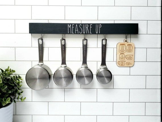 MEASURE UP Gray Measuring Cups and Spoon Holder, Organizer, Hanger