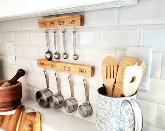 Kitchen Organizer, Measuring Cup and Spoon Holder, wood Kitchen Storage, Kitchen Decor, Handmade, Kitchen Gadget,