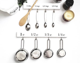 Measuring Cup and Spoon Holder, Organizer, Kitchen Storage, Cup Hanger, Farmhouse, Gifts, Housewarming, Kitchen Gadget, Utensil Holder,
