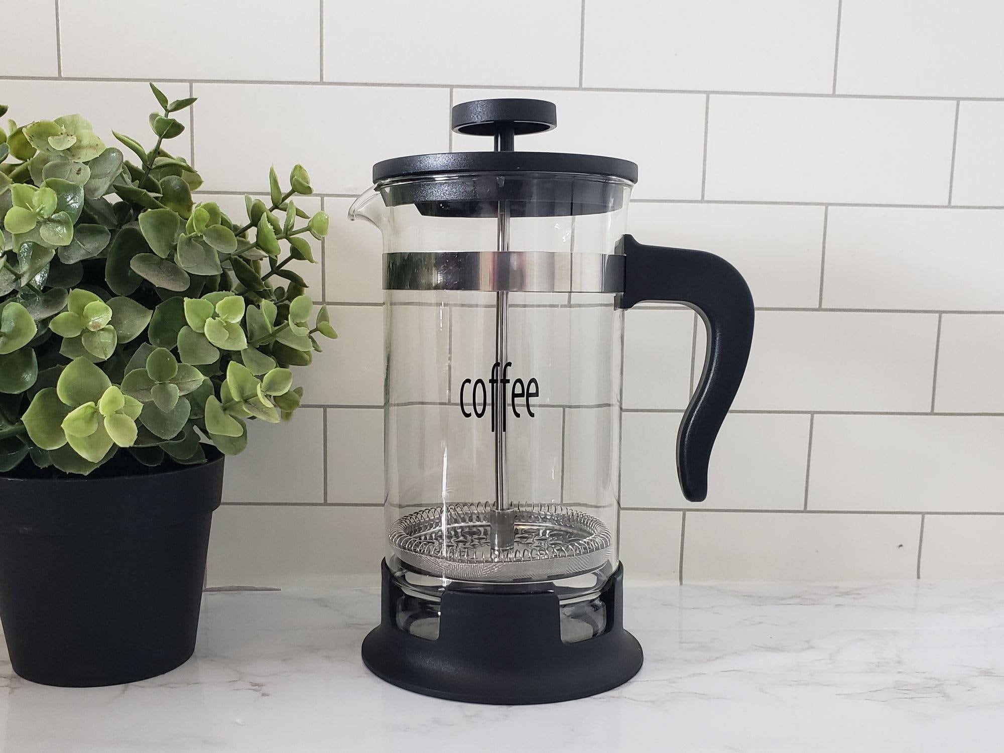 UPPHETTA French press coffee maker, glass, stainless steel, Height: 9  Diameter: 4 - IKEA