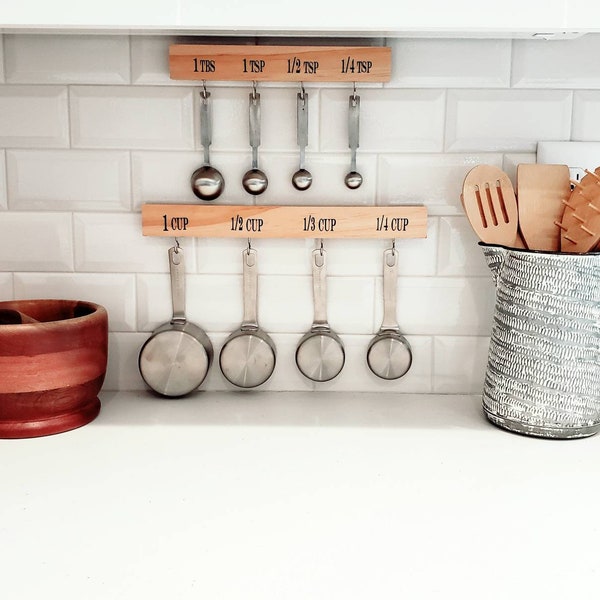 Measuring Cup and Spoon Holder, Organizer, Hanger, Kitchen Storage, Farmhouse Décor, Kirchen Gadget, Housewarming, Utensil Holder