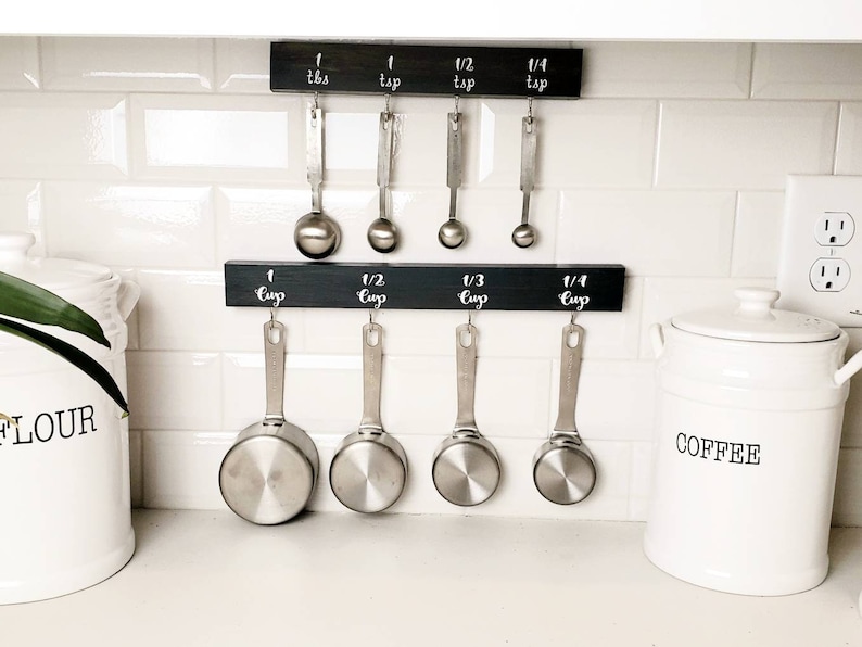 Measuring Cup and Spoon Holder Organizer Set Stained Etsy