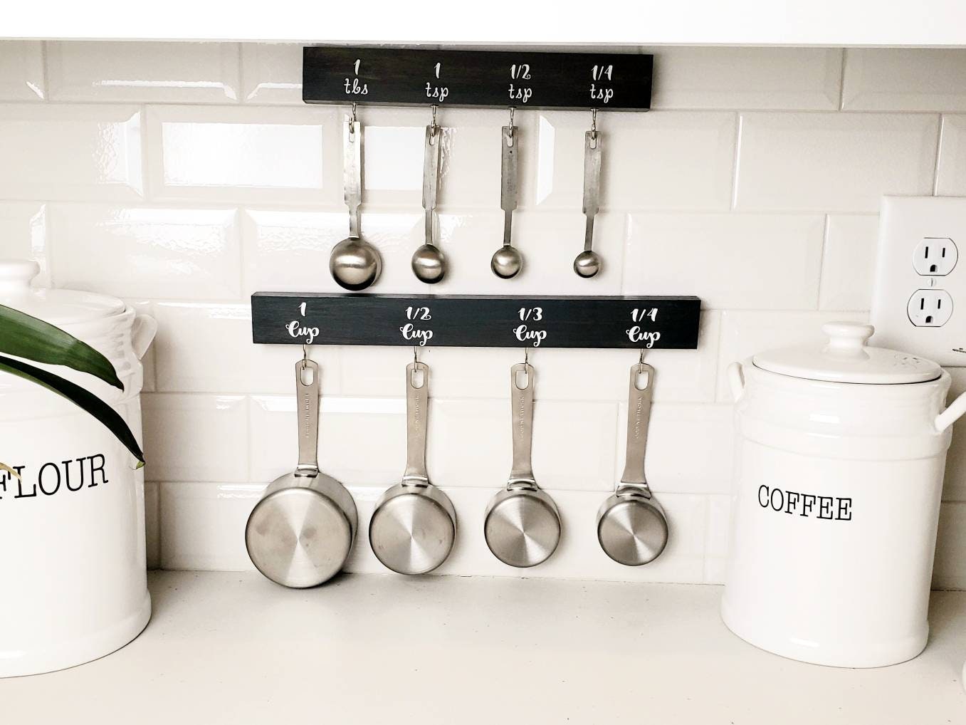 Measuring Cup and Spoon Holder Organizer Set Stained Etsy