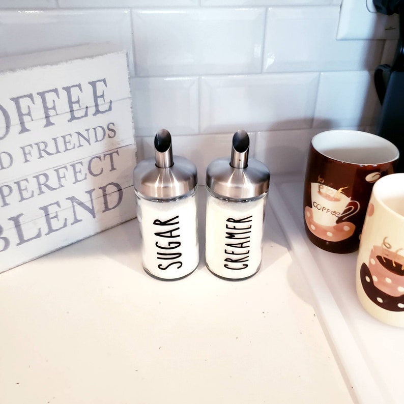Sugar and Creamer Dispenser Set Kitchen Storage Coffee Bar Etsy