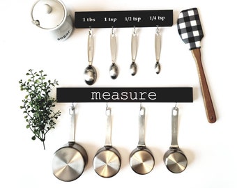 Measuring Cup & Spoon Holder Set, Organizer, Kitchen Storage, Farmhouse, Décor, Housewarming, Christmas, Gifts for Mom, New Kitchen, Holiday