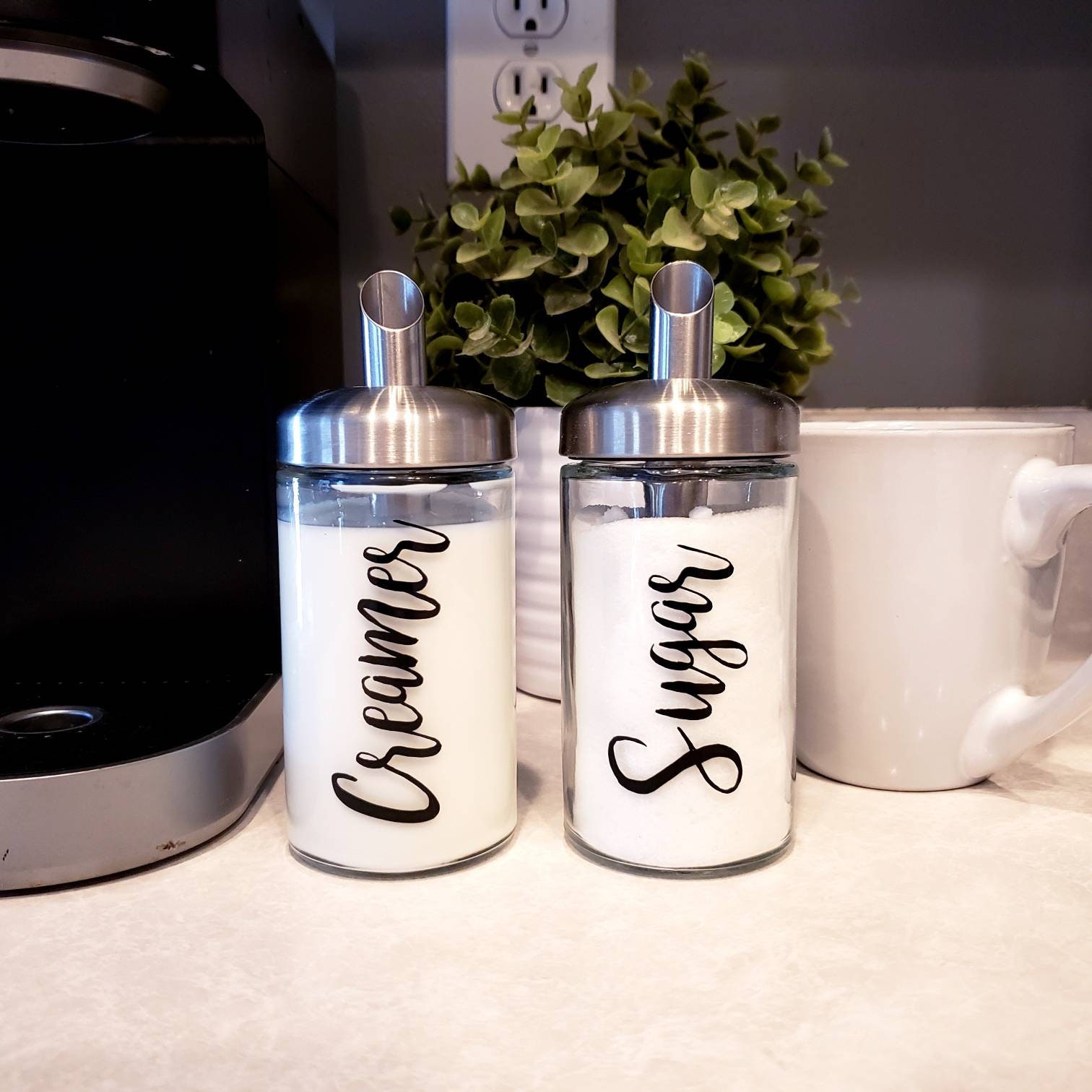 Sugar and Creamer Dispenser Set Kitchen Storage Coffee Bar Etsy