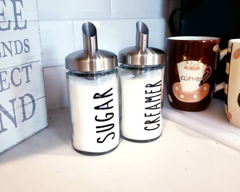 Sugar and Creamer Dispenser Set Kitchen Storage Coffee Bar Etsy