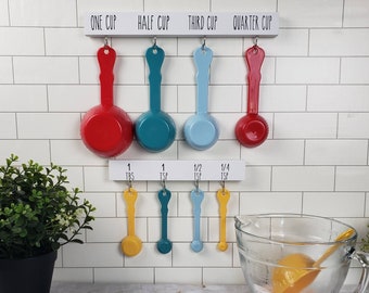 Measuring Cup and Spoon Holder, Organizer, Hanger, Kitchen Storage, Farmhouse Décor, Kirchen Gadget, Housewarming, Utensil Holder