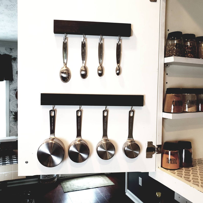 Gray Measuring Cup & Spoon Holder Set Organizer Kitchen Etsy