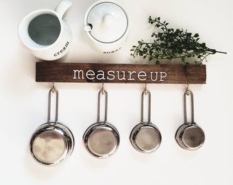 Kitchen Organizer, Measuring Cups & Spoons Holder, Wall Kitchen Decor, Cooking, Baking, Utensil organizer, Gifts for Mom, Kitchen Gadget