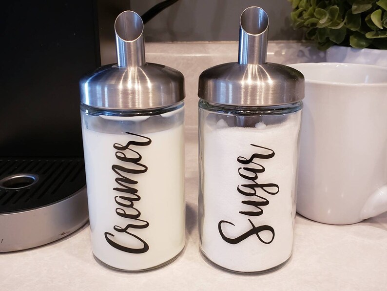 Sugar and Creamer Dispenser Set Kitchen Storage Coffee Bar Etsy