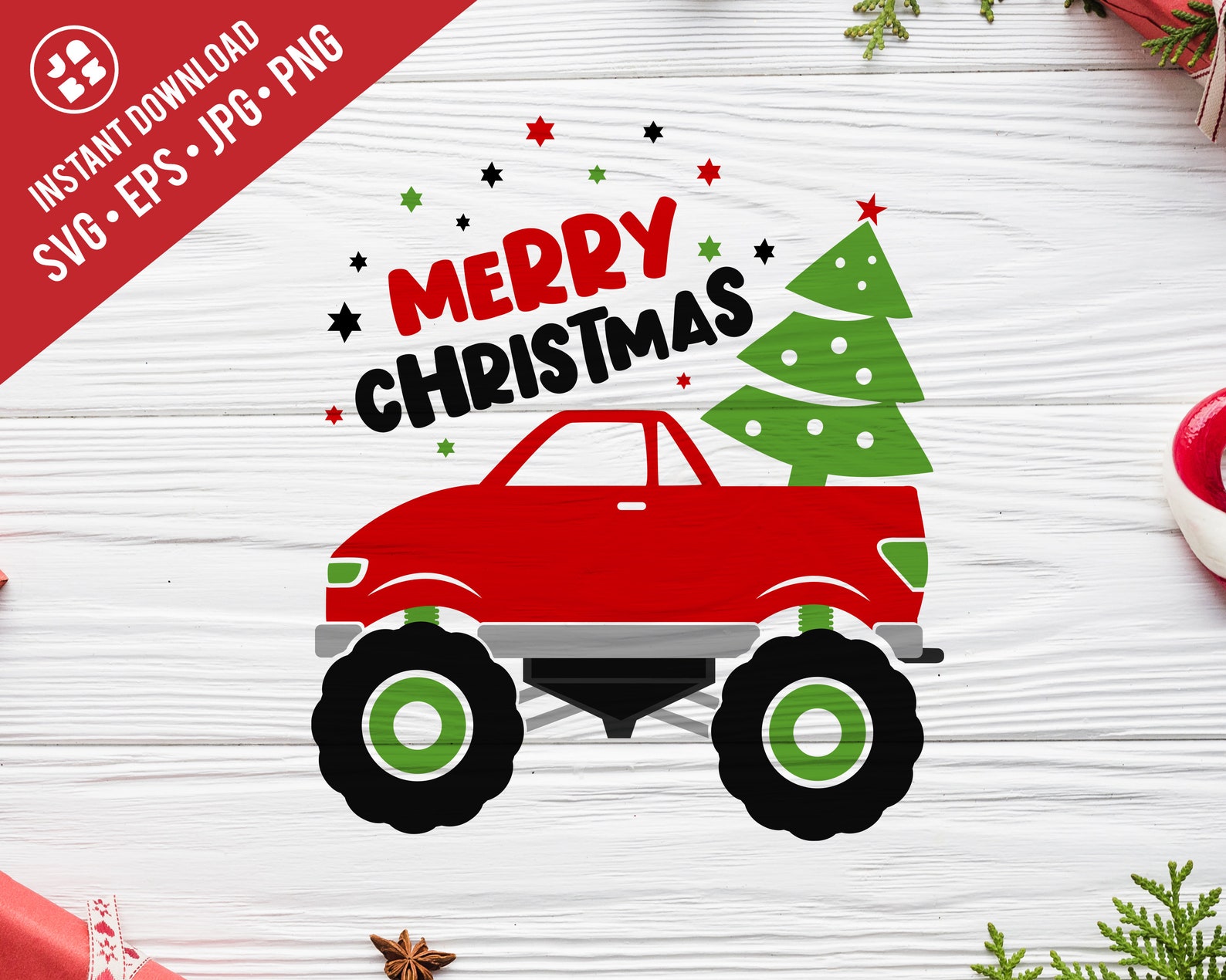 Monster Truck Svg / Christmas Tree Truck Svg / Merry Christmas | Etsy