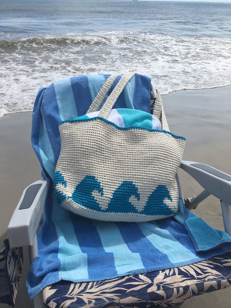 Crochet Pattern ~ Sassy Ocean Beach Bag ~ Crochet Beach Bag Tote Bag ...