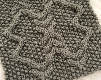 Knit Pattern ~ Swallowtail Square ~ Cable Knit Afghan Block Blanket Square Motif ~ PDF Knitting Pattern