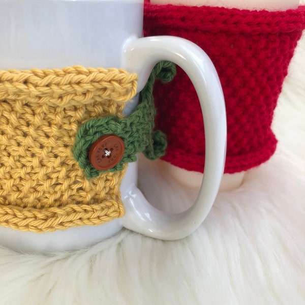 Knit Pattern ~ Simple Seed Stitch Cozy ~ Knit Coffee Cup Travel Mug Tea Cup Cozy Quick Gift Easy Beginner Pattern  ~ PDF Knitting Pattern