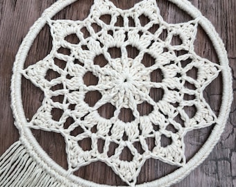Crochet Pattern ~ Dahlia Dreams Wall Hanging ~ Crochet Wall Hanging Wall Art Summer Home Decor Boho Lace Flower ~ PDF Crochet Pattern