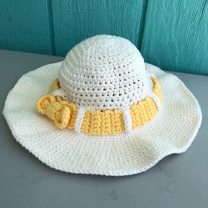 Crochet Pattern ~ Tie a Yellow Ribbon Sun Hat ~ Crochet Sun Hat Summer Crochet Pattern Beach Crochet for Women ~ PDF Crochet Pattern
