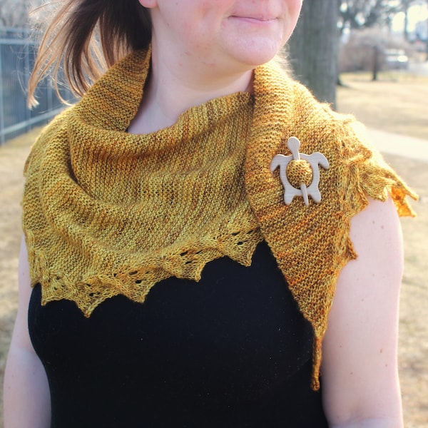 Knit Pattern ~ Tournesol Shawlette ~ One Skein Wonder Fingering Sock Yarn Cable and Lace Garter Stitch Shawl Scarf ~ PDF Knitting Pattern