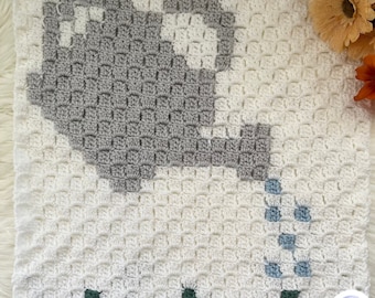 Crochet Pattern ~ Watering Can C2C Square ~ Corner to Corner Bias Afghan Block Blanket Square Motif Pillow Panel ~ PDF Crochet Pattern