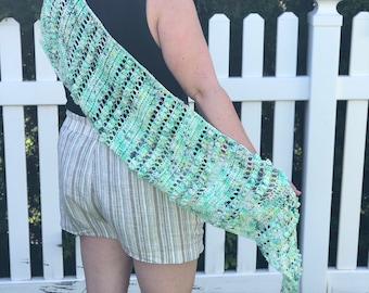Crochet Pattern ~ Fathoms Wrap Crochet Summer Wrap Summer Shawl Light Scarf Tassels Spring Fall Shawl Wrap ~ PDF Crochet Pattern