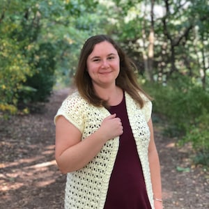 Crochet Pattern ~ Wellspring Cardigan ~ Crochet Lace Short Sleeved Cardigan Spring Layering Piece Women ~ PDF Crochet Pattern