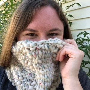 Knit Pattern ~ Sprinkles on Top Cowl ~ Easy Quick Beginner Chunky Cozy Knit Cowl Scarf Pattern Super Bulky ~ PDF Knitting Pattern