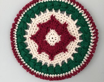 Crochet Pattern ~ Poinsettia Hoop Wall Hanging ~ Crochet Christmas Holiday Home Decor Wall Art Flower Wall Hanging ~ PDF Crochet Pattern