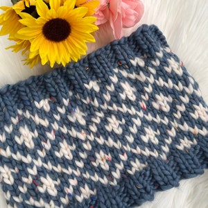 Strickanleitung ~ Gelid Gugel ~ Colorwork Anfänger Fair Isle Kuscheliger Kuscheliger Cowl Schal Einfache Anleitung Super Bulky ~ PDF Strickanleitung