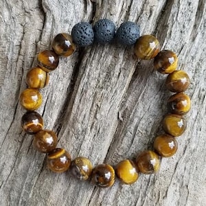 Tiger Eye Lava Bead Diffuser Bracelet, Essential Oil Bracelet