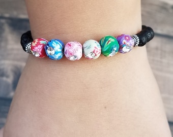 Kids Diffuser Bracelet, Kids jewelry, rainbow bracelet, clay bead bracelet, aromatherapy for kids, essential oils